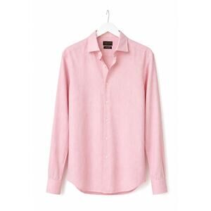 Grand Frank Pink Linen Blend Button Down Shirt Slim Fit 37/38 14.5